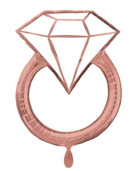 XL Folienballon - Diamantring, roségold  - ø 76cm